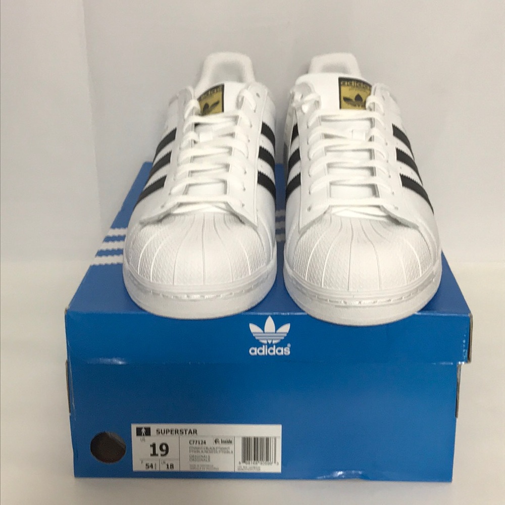 NEW Adidas Superstar White Black Stripes Sneakers - Picture 2 of 8